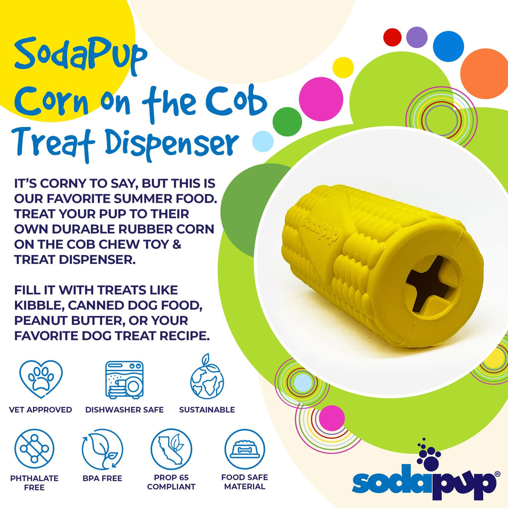 SodaPup Corn on the Cob Rubber Treat Dispenser - FurrowpetstoreBowls, Feeding & EnrichmentSodaPup/True Dogs, LLC