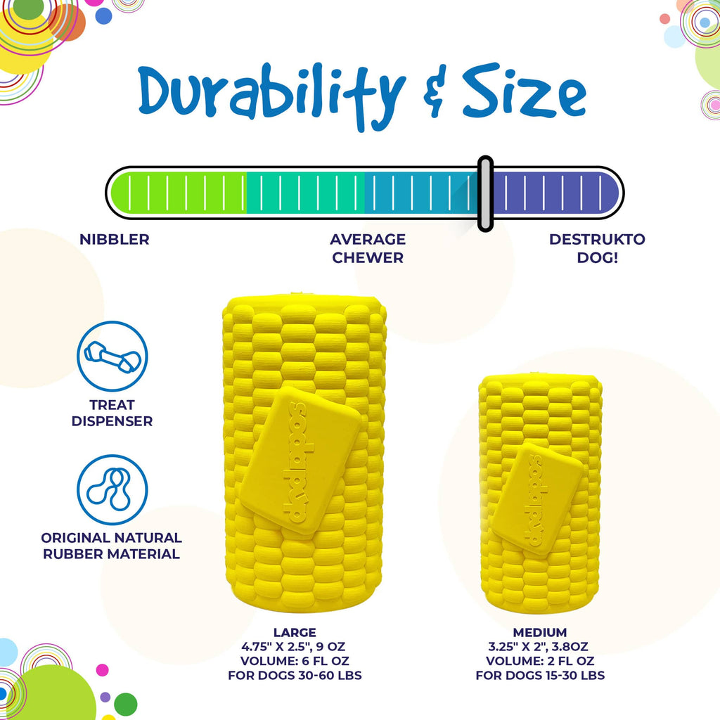 SodaPup Corn on the Cob Rubber Treat Dispenser - FurrowpetstoreBowls, Feeding & EnrichmentSodaPup/True Dogs, LLC