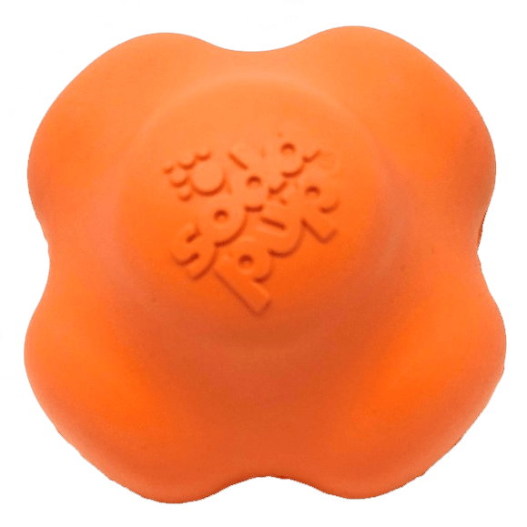 Orange SodaPup Crazy Bounce rubber dog ball