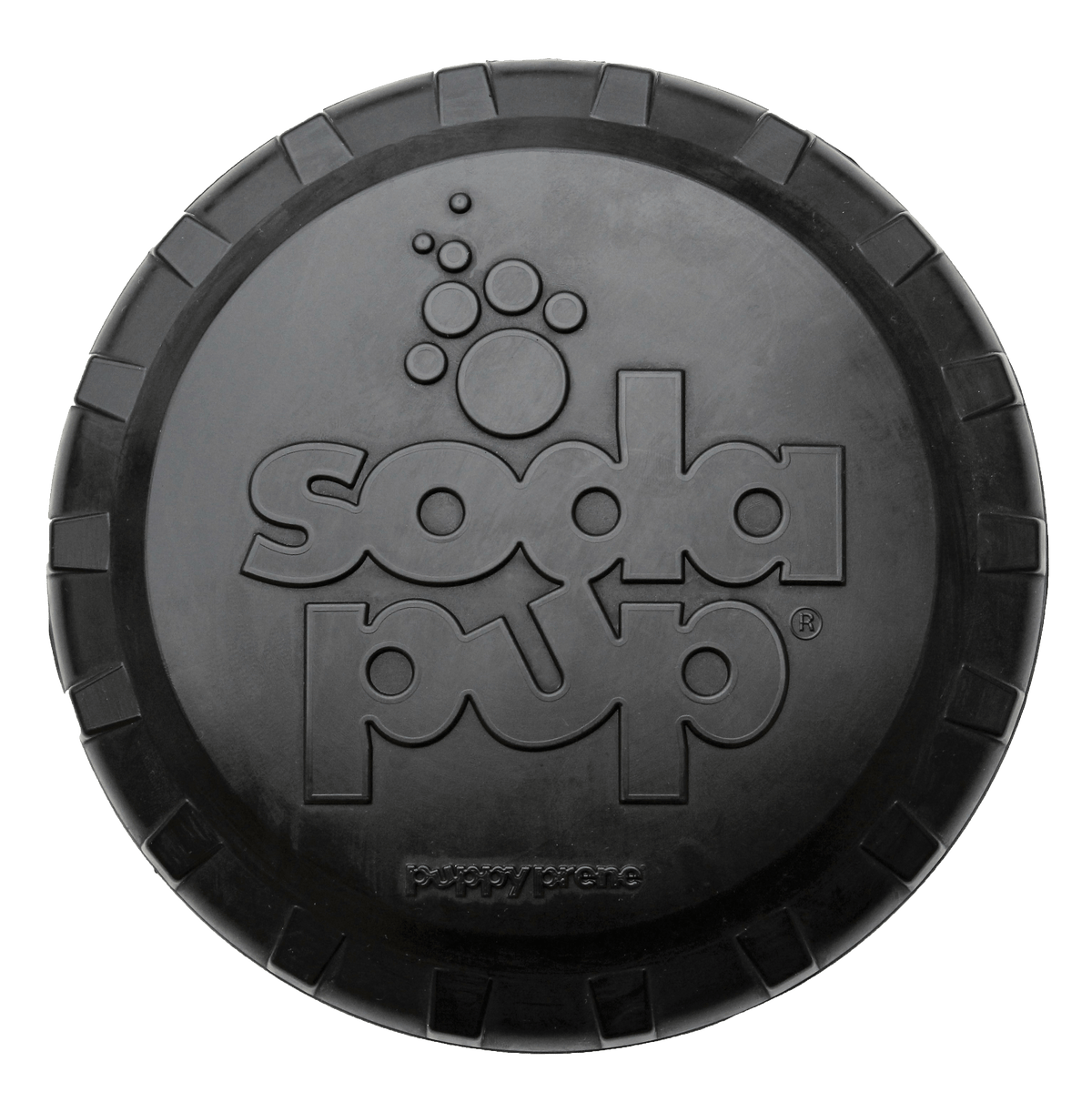 Black SodaPup Magnum Bottle Top Flyer rubber flying disc