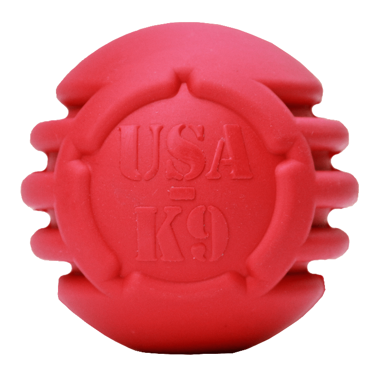 Red USA-K9 stars and stripes rubber dog toy