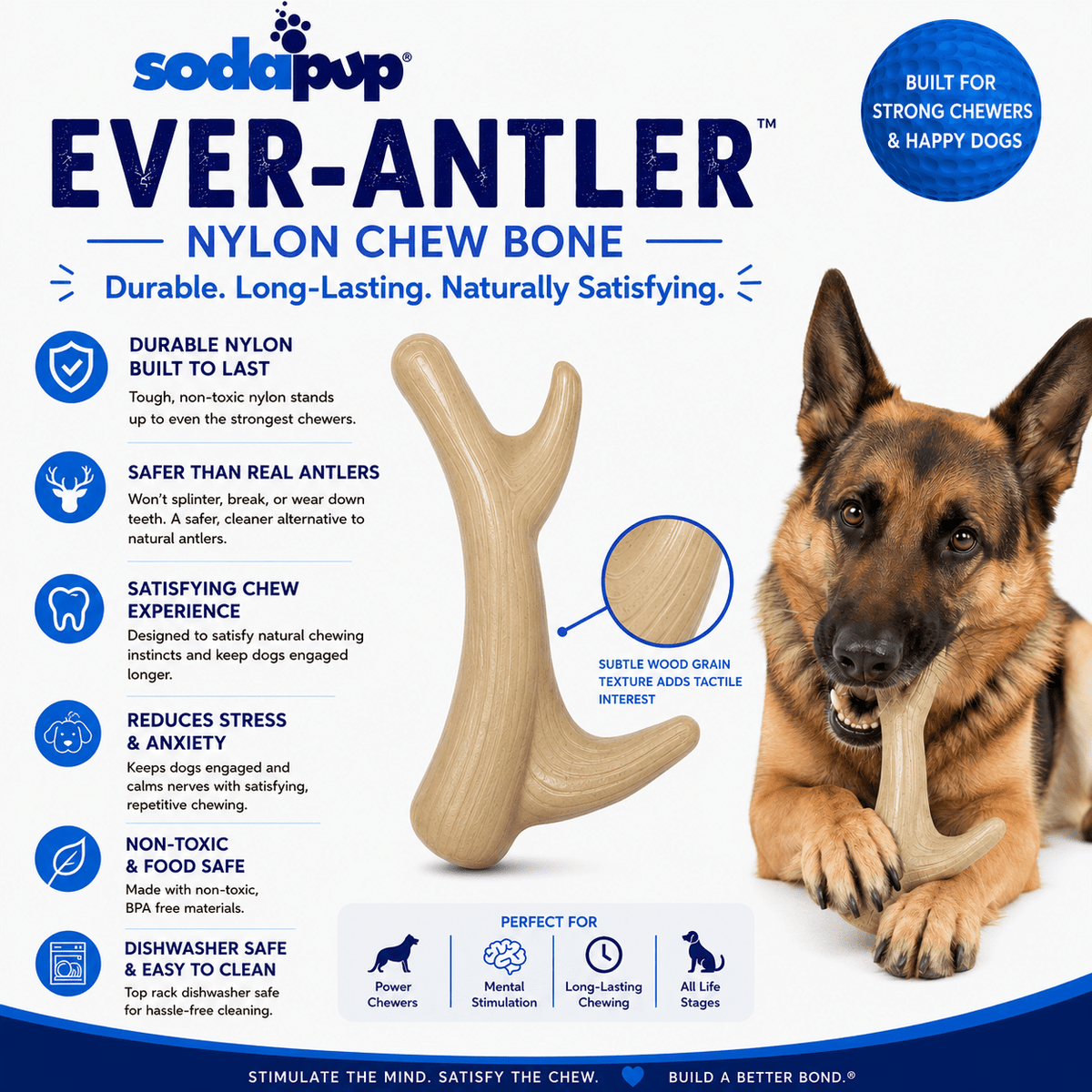 SodaPup Ever Antler Nylon Chew Bone - FurrowpetstoreToysSodaPup/True Dogs, LLC