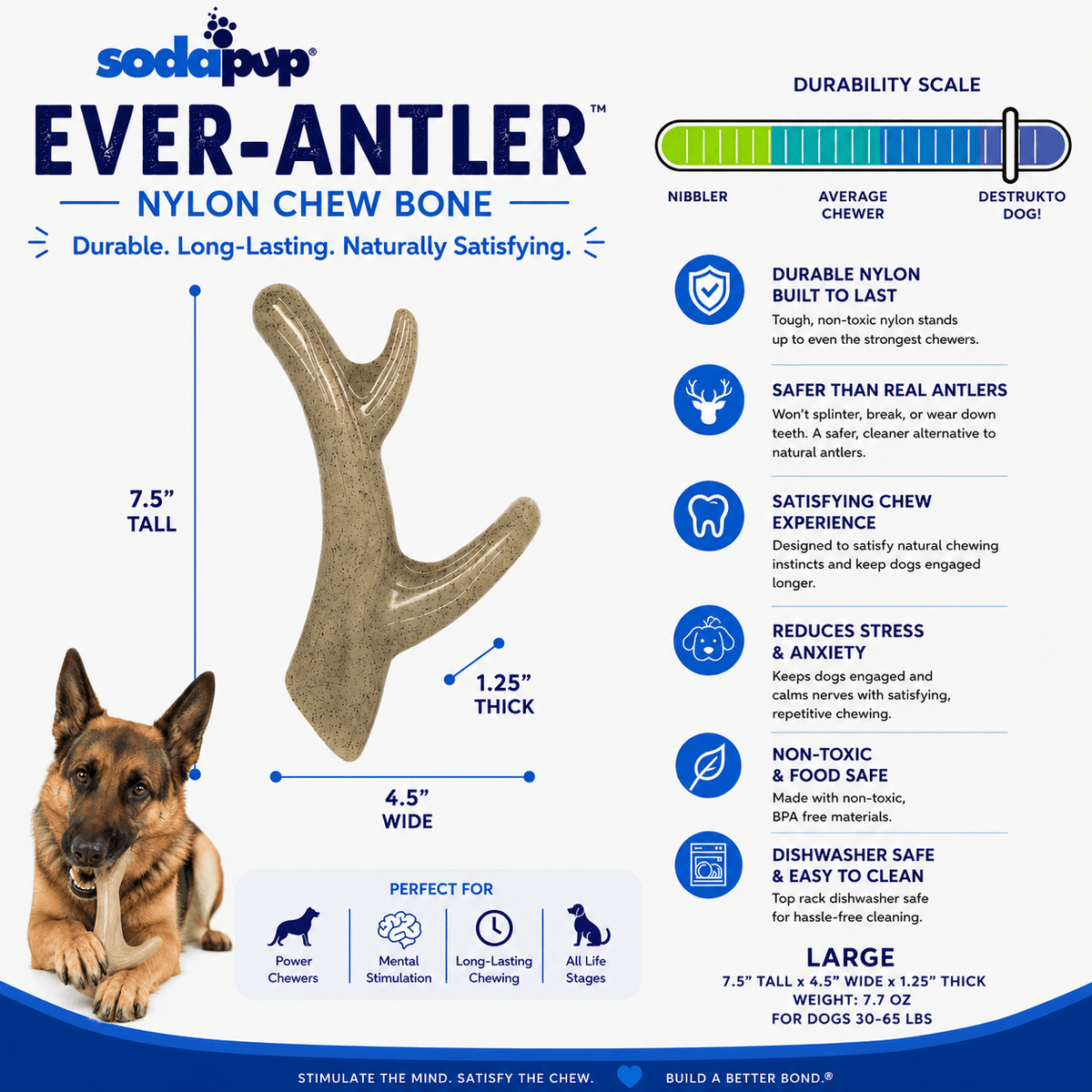 SodaPup Ever Antler Nylon Chew Bone - FurrowpetstoreToysSodaPup/True Dogs, LLC