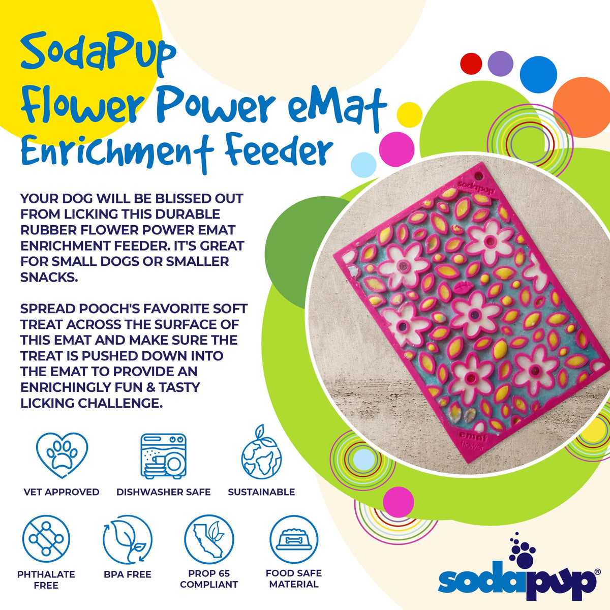 SodaPup Flower Power eMat Lick Mat - FurrowpetstoreBowls, Feeding & EnrichmentSodaPup/True Dogs, LLC