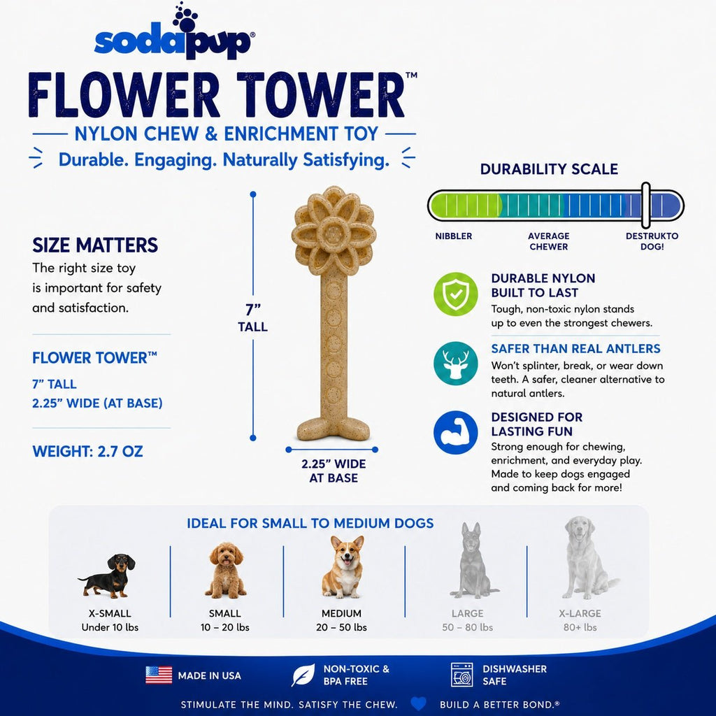 SodaPup Flower Tower Nylon Chew for Small Dogs - FurrowpetstoreToysSodaPup/True Dogs, LLC