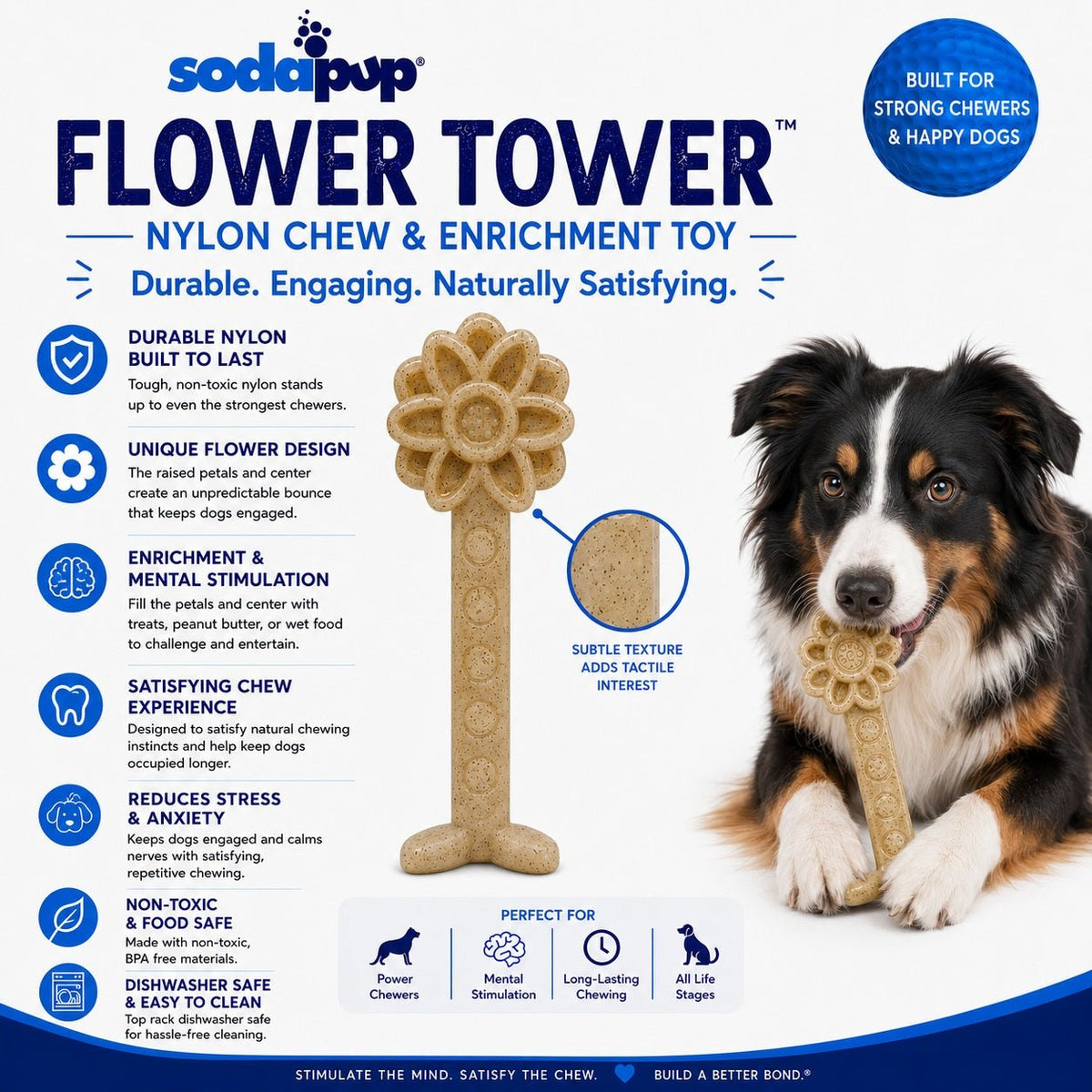SodaPup Flower Tower Nylon Chew for Small Dogs - FurrowpetstoreToysSodaPup/True Dogs, LLC