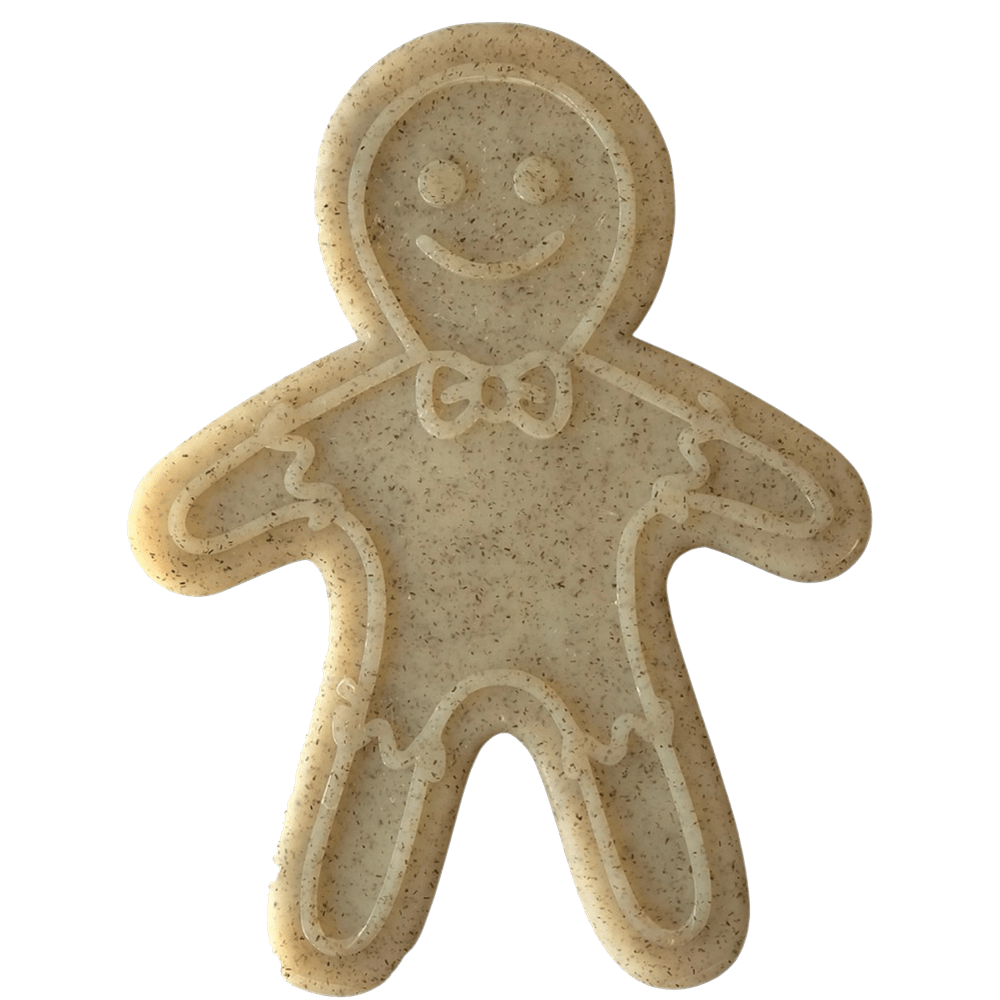 Brown SodaPup gingerbread man shaped nylon dog chew toy
