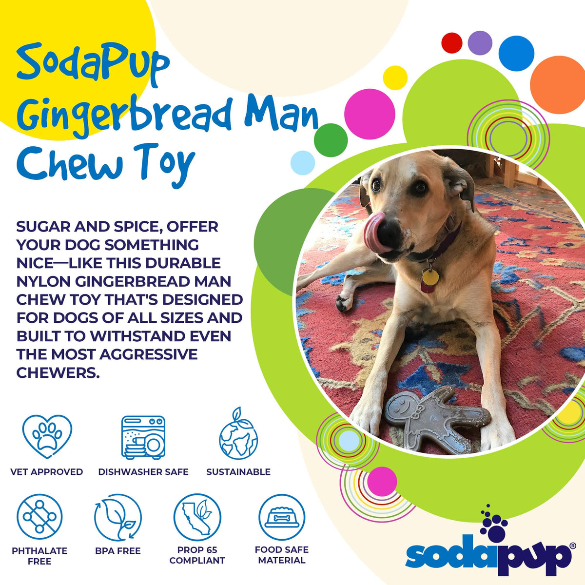 SodaPup Gingerbread Man Nylon Chew Toy - FurrowpetstoreToysSodaPup/True Dogs, LLC