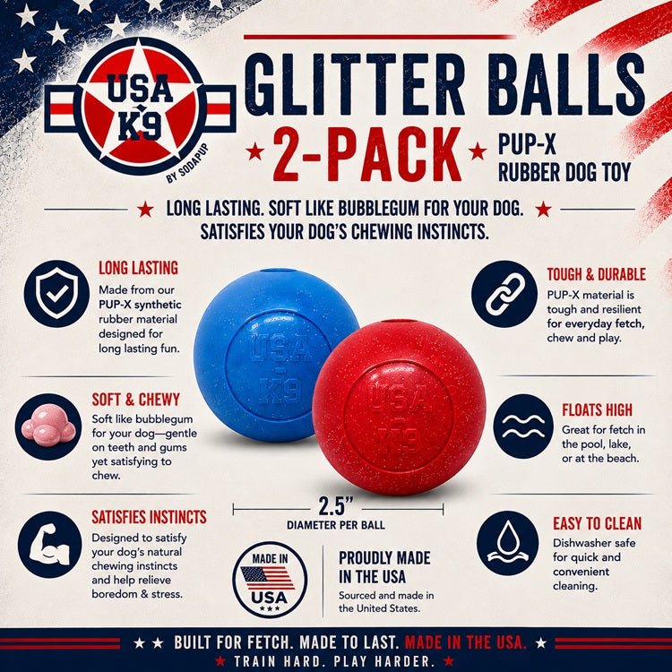 SodaPup Glitter Ball 2-Pack Soft Rubber Fetch Balls - FurrowpetstoreToysSodaPup/True Dogs, LLC