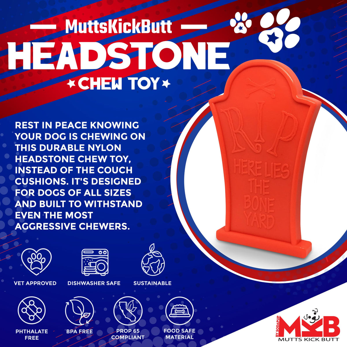 SodaPup Headstone Nylon Chew Toy - FurrowpetstoreToysSodaPup/True Dogs, LLC