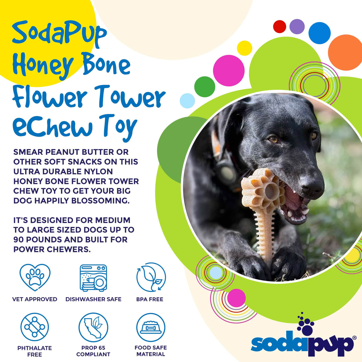 SodaPup Honey Bone Flower Tower Nylon Enrichment Toy, XL - FurrowpetstoreToysSodaPup/True Dogs, LLC
