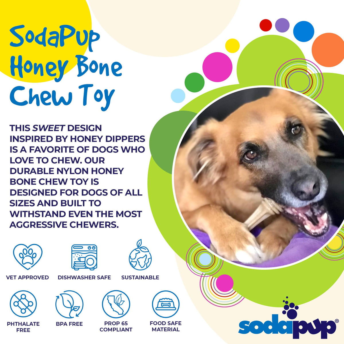 SodaPup Honey Bone Nylon Chew Toy - FurrowpetstoreToysSodaPup/True Dogs, LLC