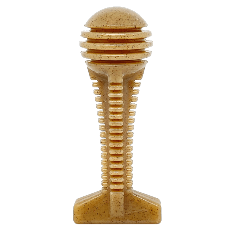 Brown SodaPup Honey Bone ridged tower nylon chew toy