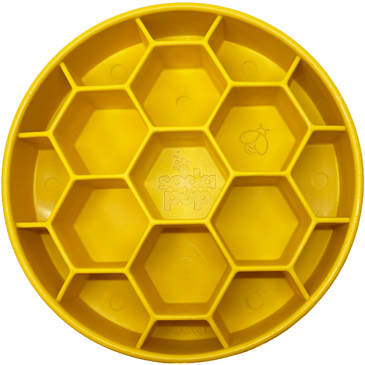 Yellow SodaPup Honeycomb eBowl deep slow feeder