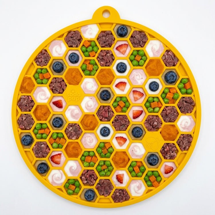 SodaPup Honeycomb eMat Round Lick Mat with Suction Cups - FurrowpetstoreBowls, Feeding & EnrichmentSodaPup/True Dogs, LLC