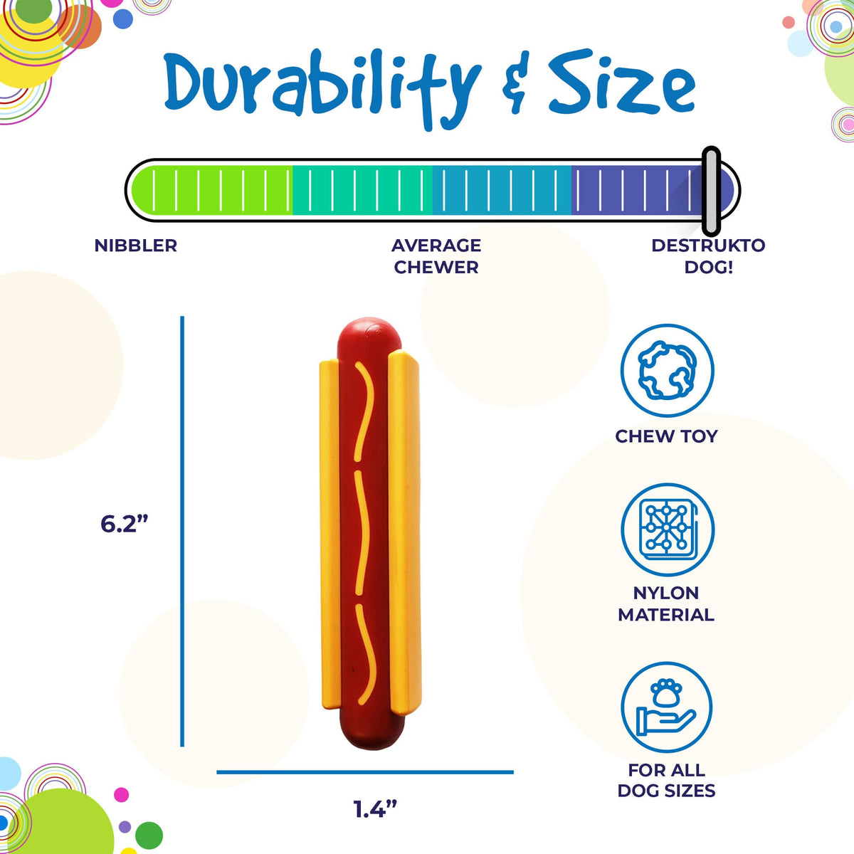 SodaPup Hot Dog Nylon Chew Toy - FurrowpetstoreToysSodaPup/True Dogs, LLC