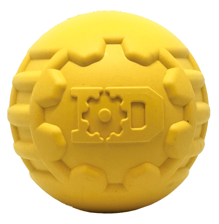Yellow SodaPup Industrial Dog Ball rubber chew toy