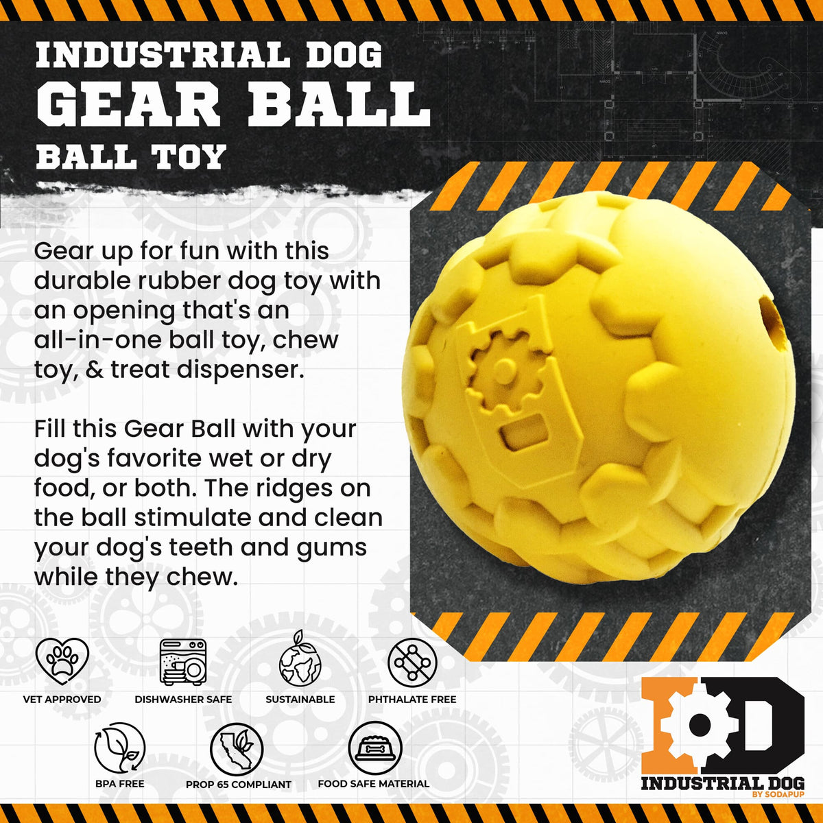 SodaPup Industrial Dog Ball Rubber Chew Toy - FurrowpetstoreToysSodaPup/True Dogs, LLC