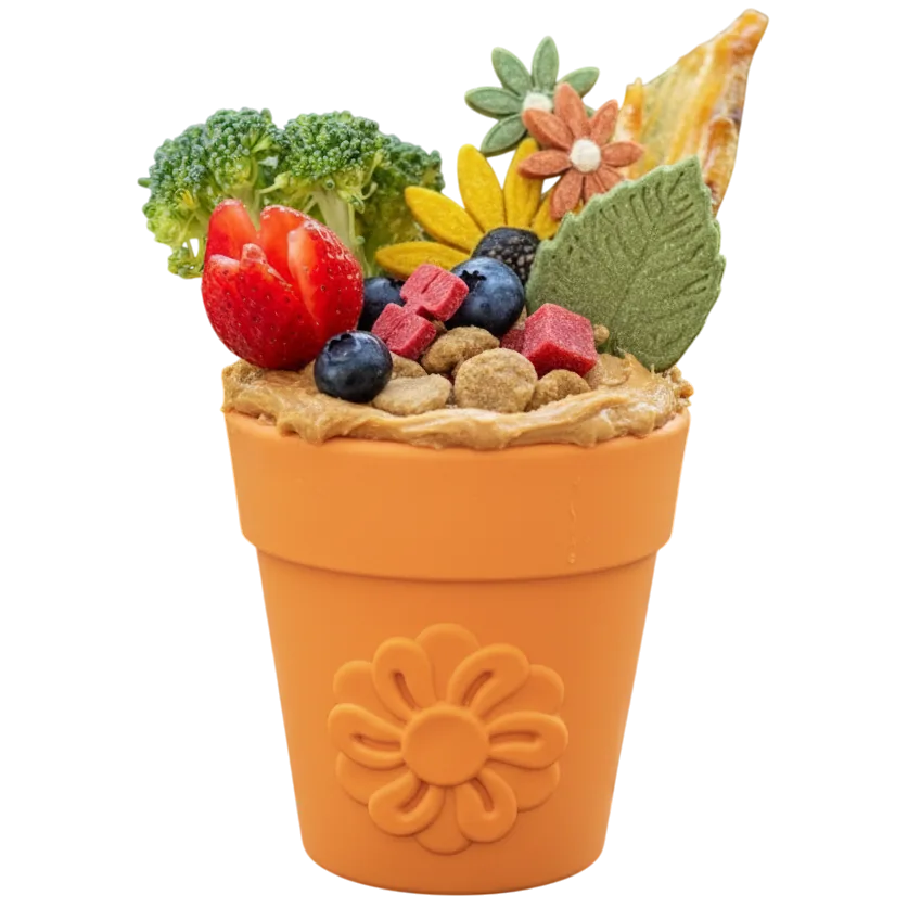 Green SodaPup flower pot eCup rubber treat dispenser