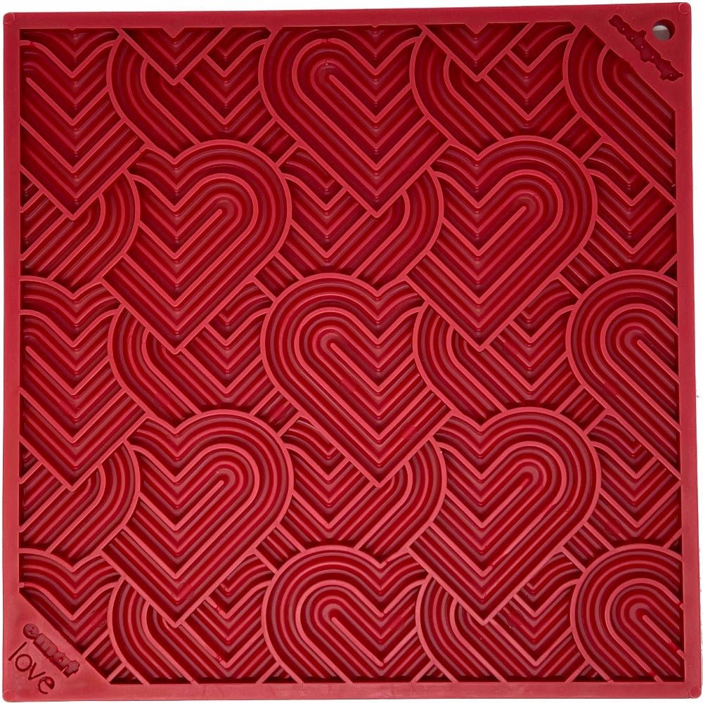 Red SodaPup Love eMat heart pattern lick mat
