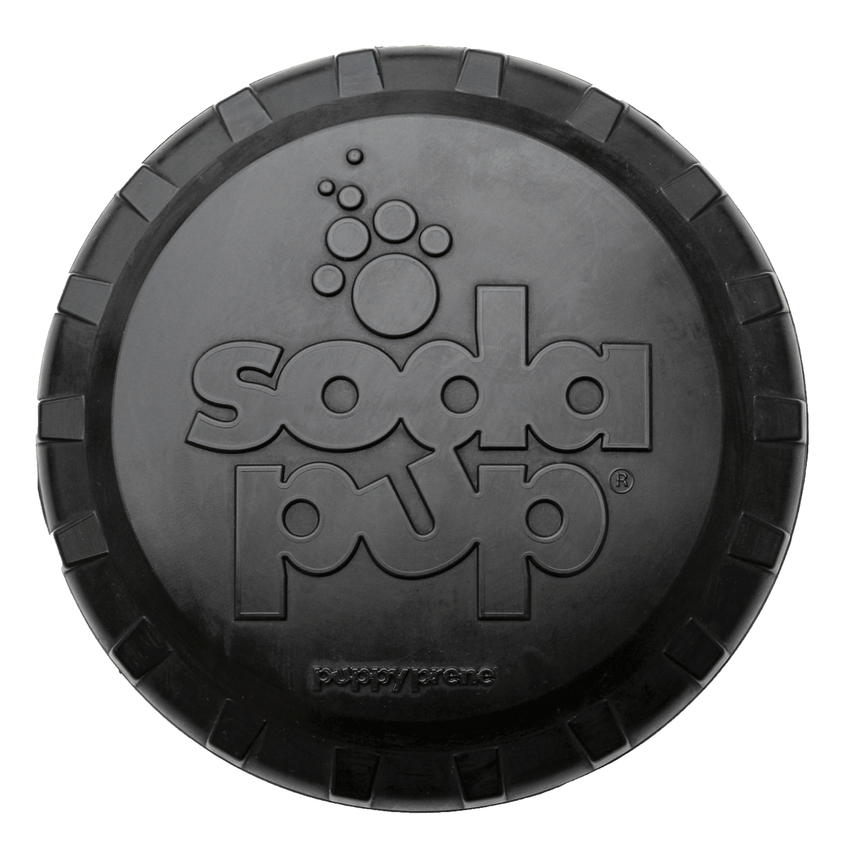 Black SodaPup Magnum Bottle Top Flyer rubber flying disc