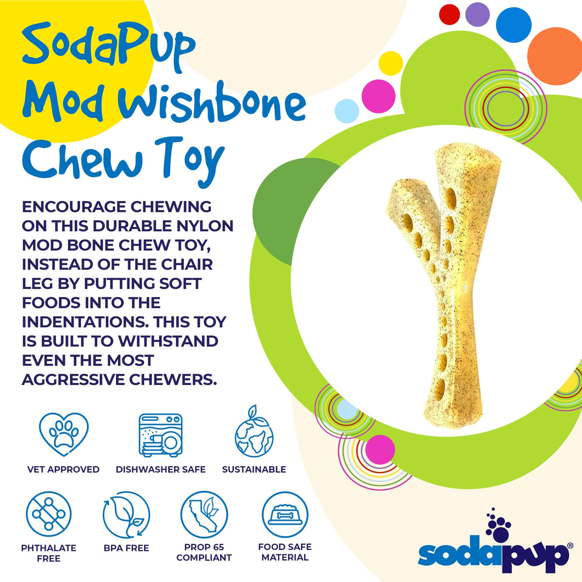 SodaPup MOD Wishbone Fillable Nylon Chew Toy - FurrowpetstoreToysSodaPup/True Dogs, LLC