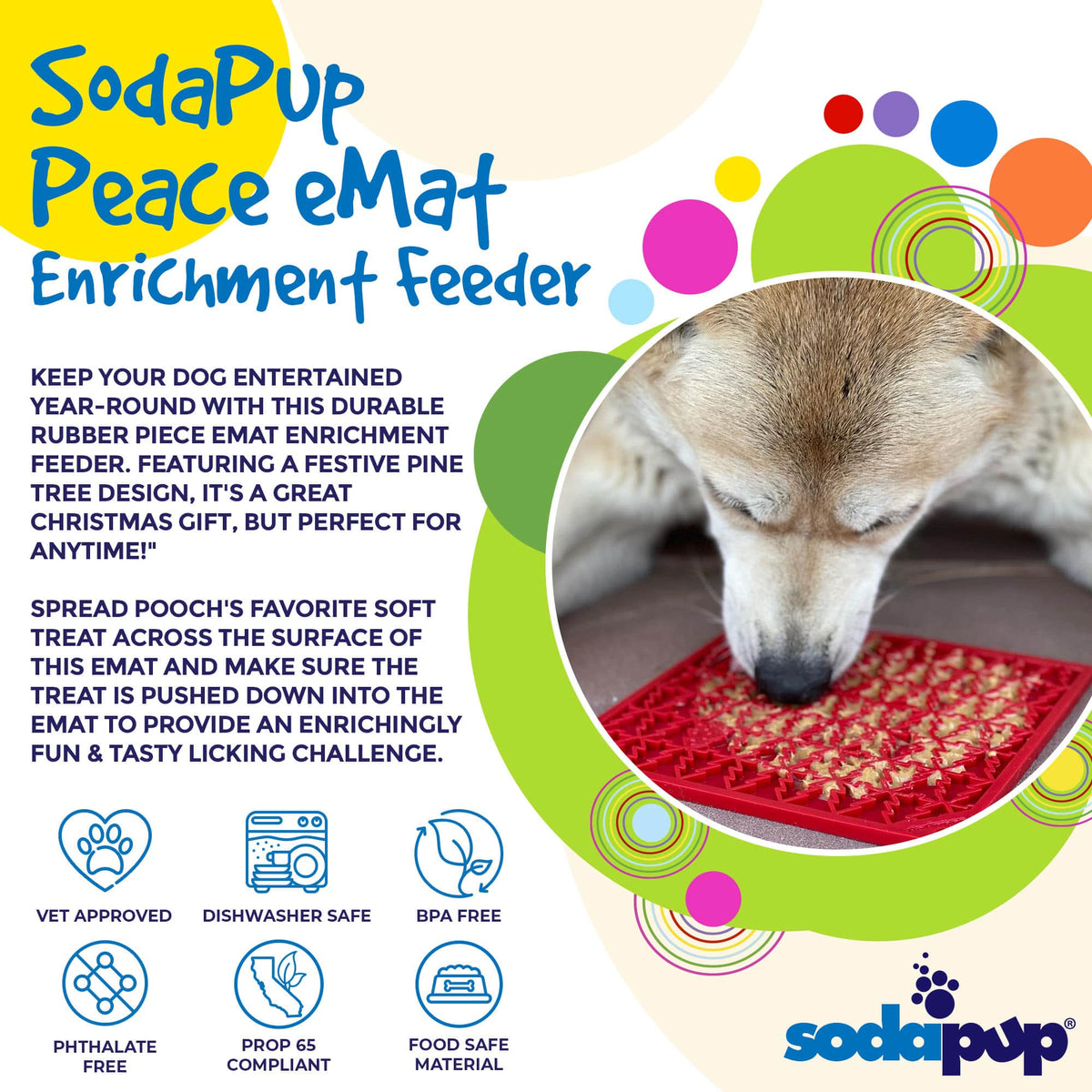 SodaPup Peace Christmas Tree eMat Lick Mat - FurrowpetstoreBowls, Feeding & EnrichmentSodaPup/True Dogs, LLC