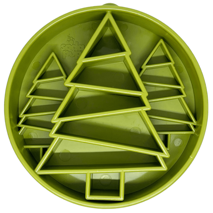 Green SodaPup Pine Tree eBowl slow feeder