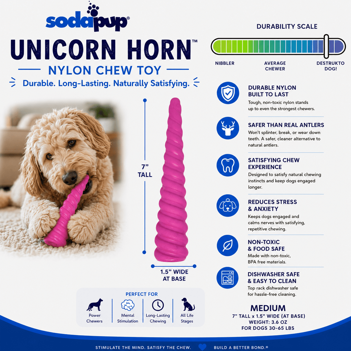 SodaPup Princess Pack: Pink Glitter Ball and Unicorn Horn Chew - FurrowpetstoreToysSodaPup/True Dogs, LLC