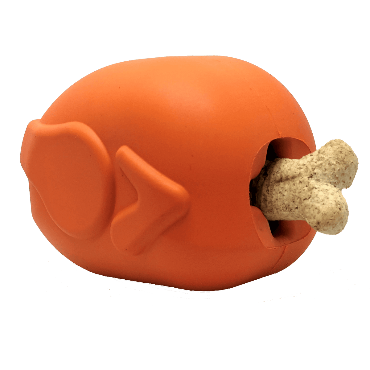 Orange SodaPup roasted turkey rubber treat dispenser dog toy