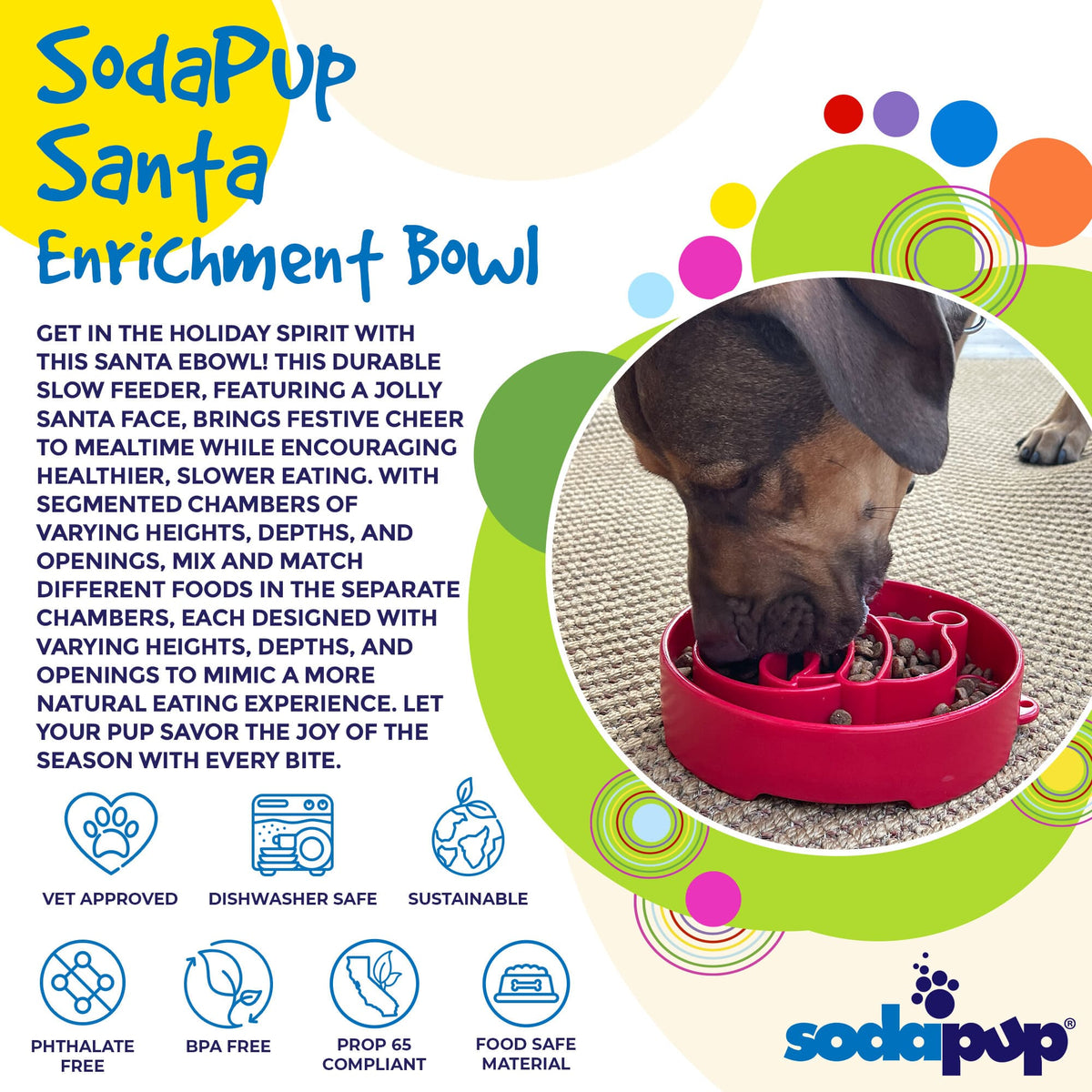 SodaPup Santa eBowl Christmas Slow Feeder Dog Bowl - FurrowpetstoreBowls, Feeding & EnrichmentSodaPup/True Dogs, LLC