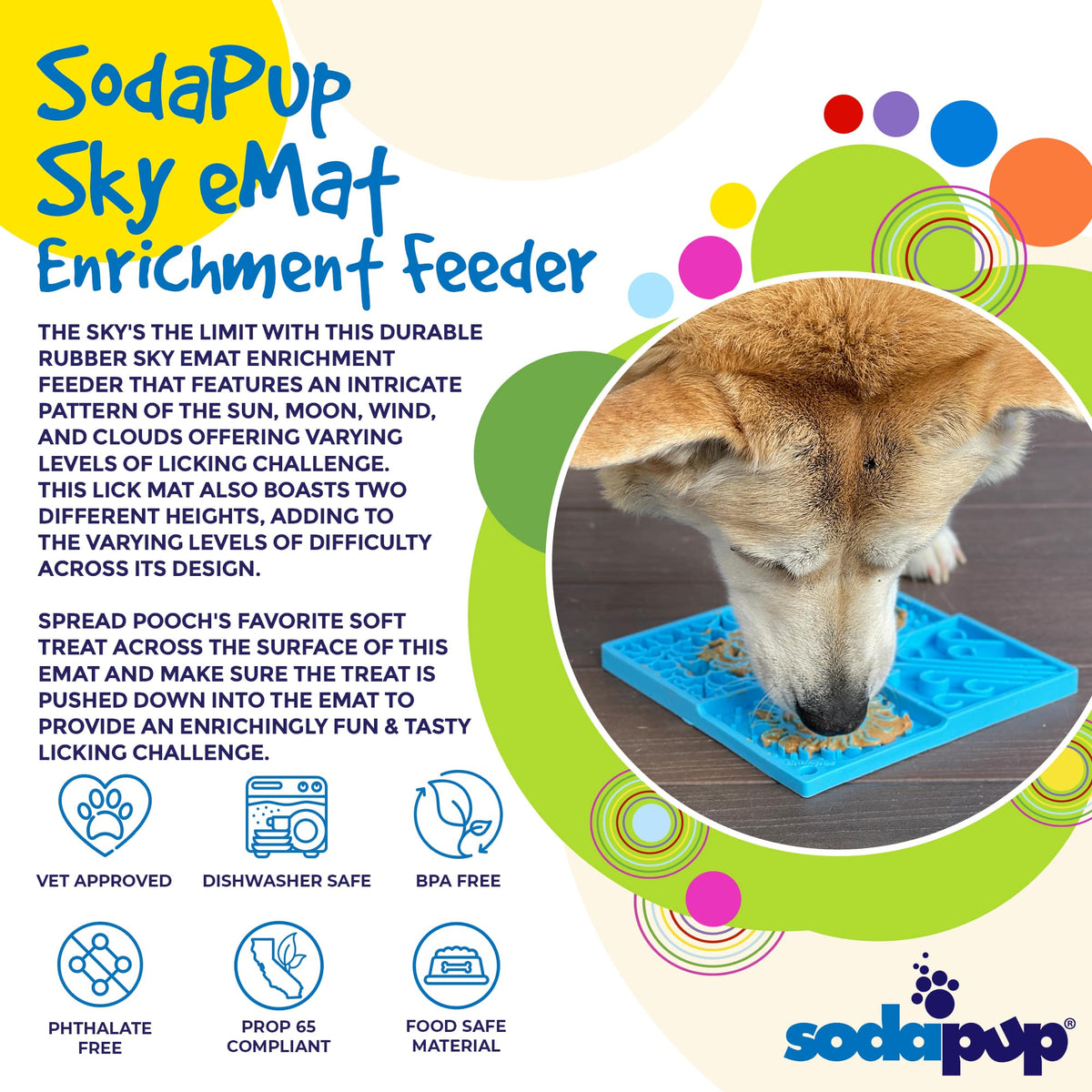 SodaPup Sky eMat Lick Mat for Dogs and Cats - FurrowpetstoreBowls, Feeding & EnrichmentSodaPup/True Dogs, LLC