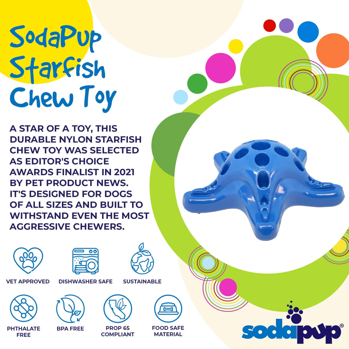 SodaPup Starfish Fillable Nylon Chew Toy - FurrowpetstoreToysSodaPup/True Dogs, LLC