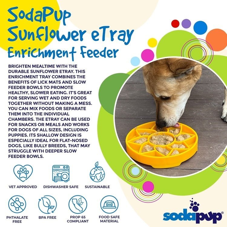 SodaPup Sunflower eTray Shallow Slow Feeder - FurrowpetstoreBowls, Feeding & EnrichmentSodaPup/True Dogs, LLC