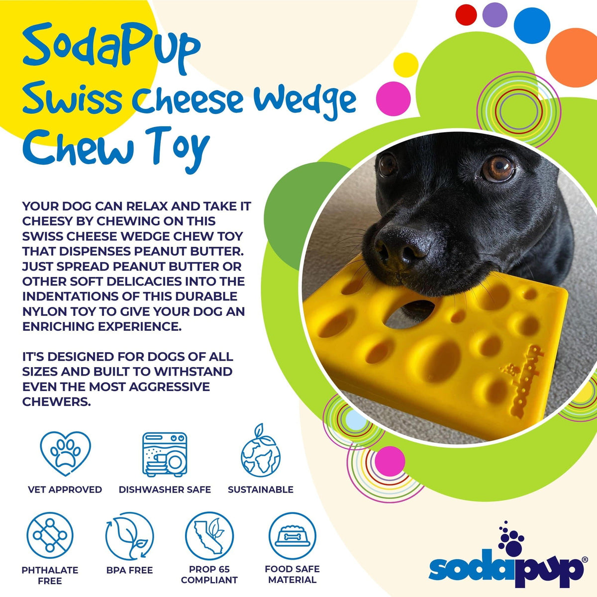 SodaPup Swiss Cheese Wedge Chew Toy - FurrowpetstoreToysSodaPup/True Dogs, LLC