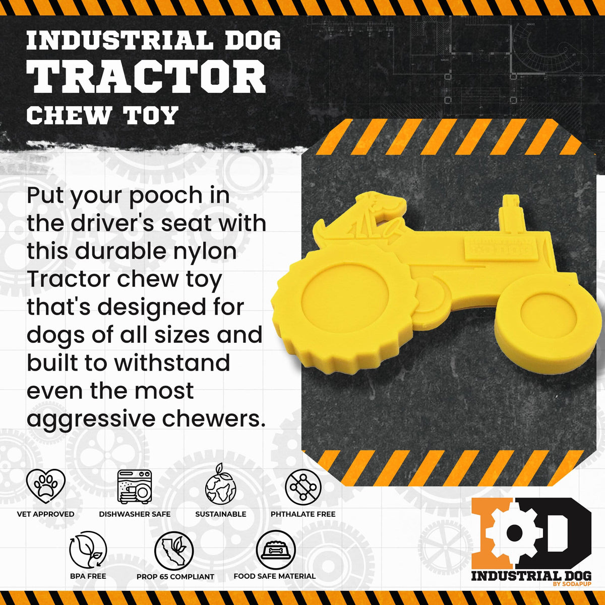 SodaPup Tractor Nylon Chew Toy - FurrowpetstoreToysSodaPup/True Dogs, LLC