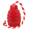 Red SodaPup USA-K9 grenade-shaped rubber reward toy