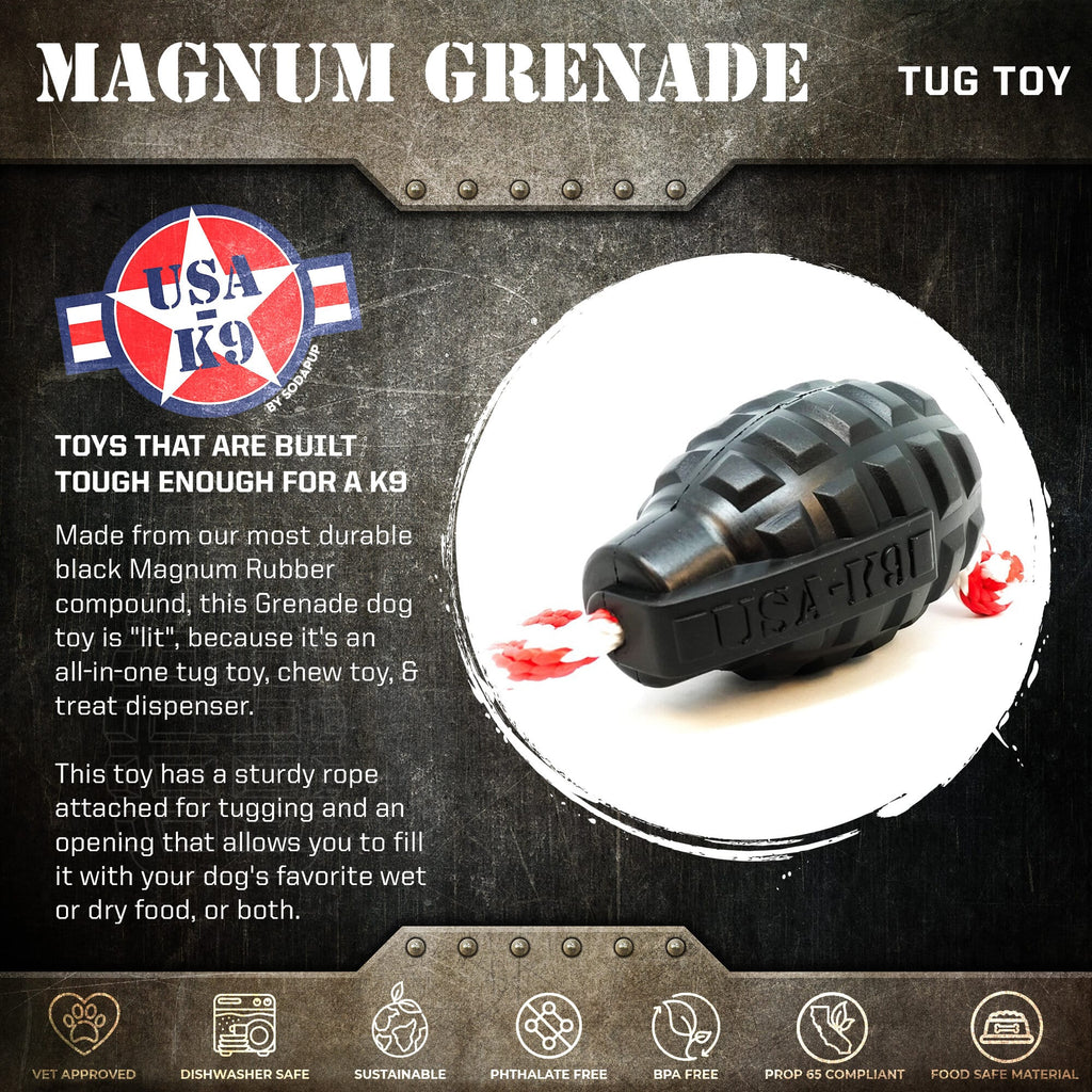 SodaPup USA-K9 Magnum Grenade Rubber Toy - FurrowpetstoreToysSodaPup/True Dogs, LLC