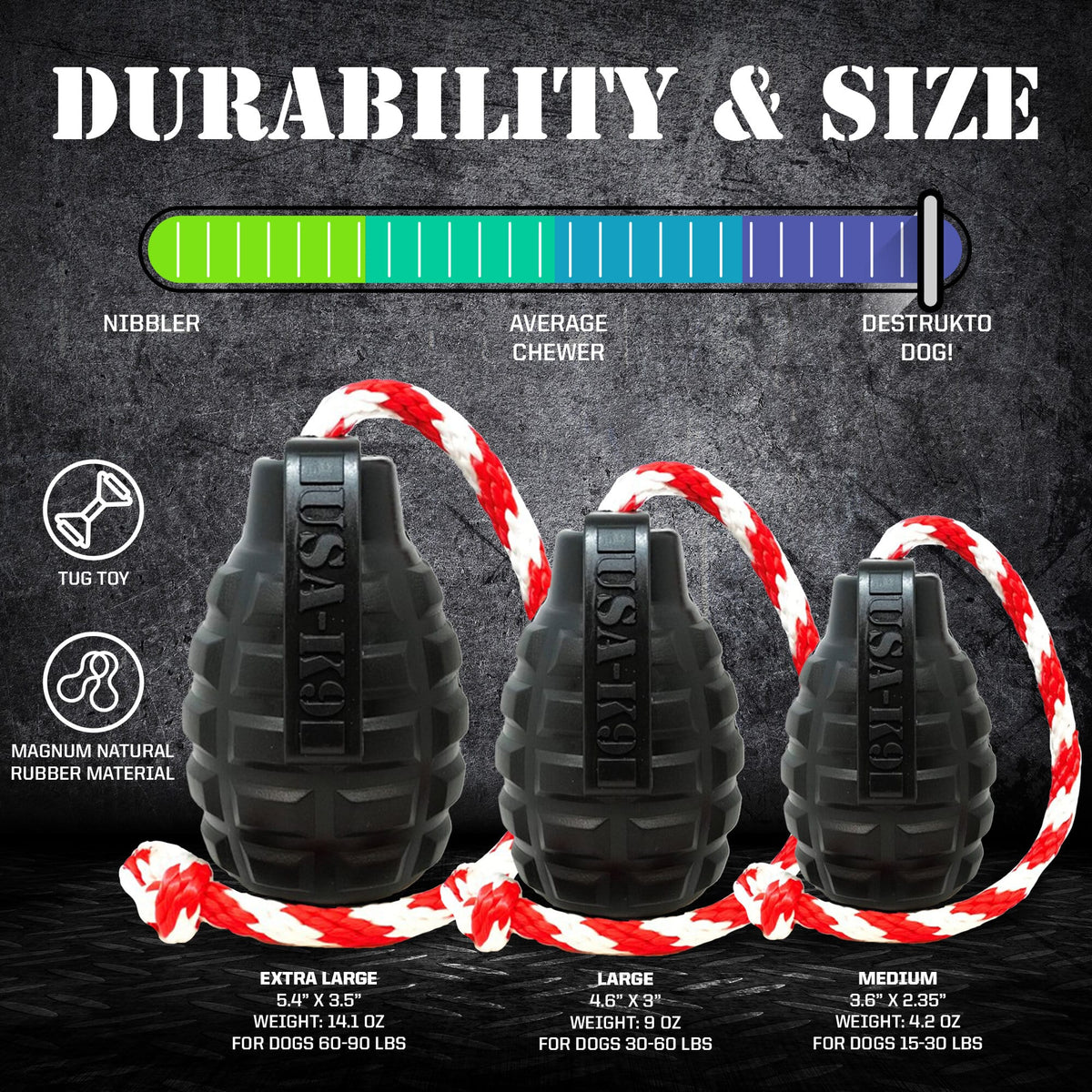 SodaPup USA-K9 Magnum Grenade Rubber Toy - FurrowpetstoreToysSodaPup/True Dogs, LLC