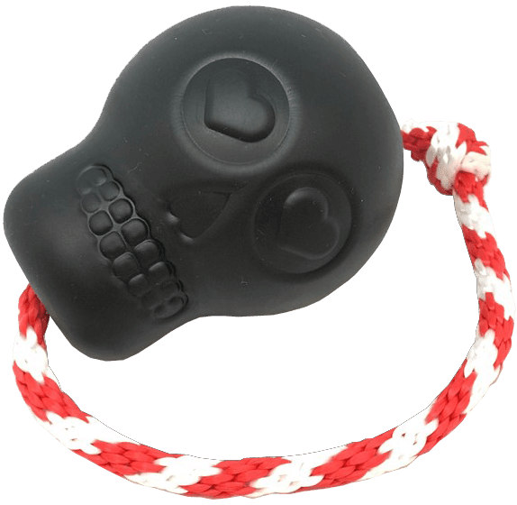 Black SodaPup USA-K9 Magnum skull rubber chew toy