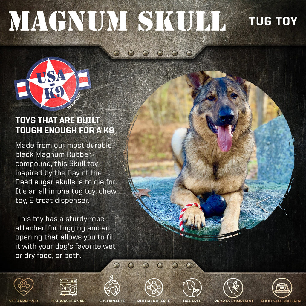 SodaPup USA-K9 Magnum Skull Rubber Chew Toy - FurrowpetstoreToysSodaPup/True Dogs, LLC