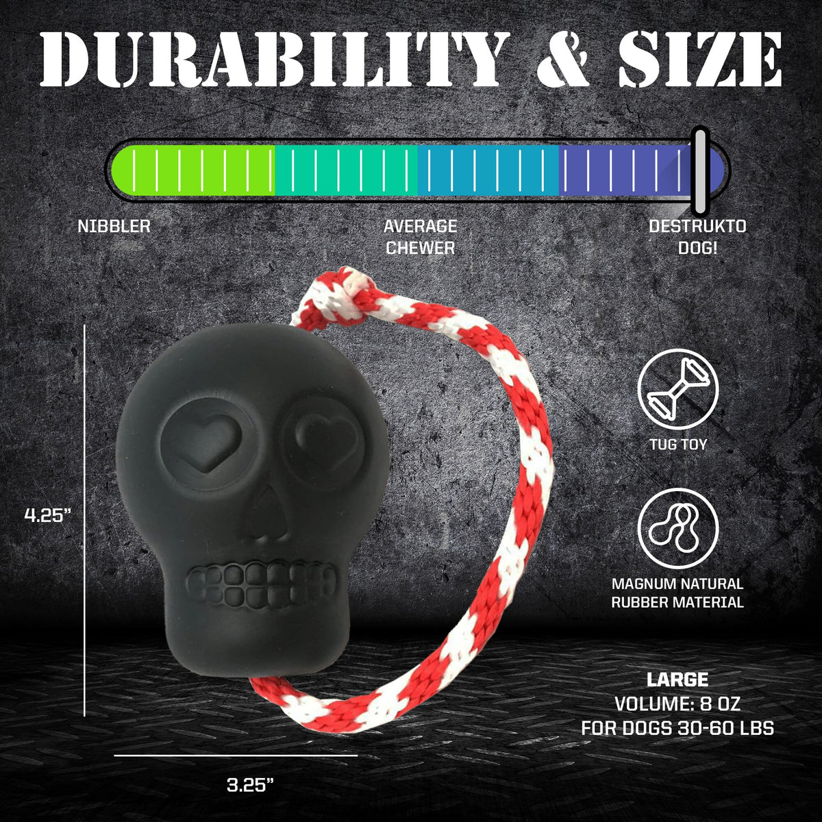 SodaPup USA-K9 Magnum Skull Rubber Chew Toy - FurrowpetstoreToysSodaPup/True Dogs, LLC