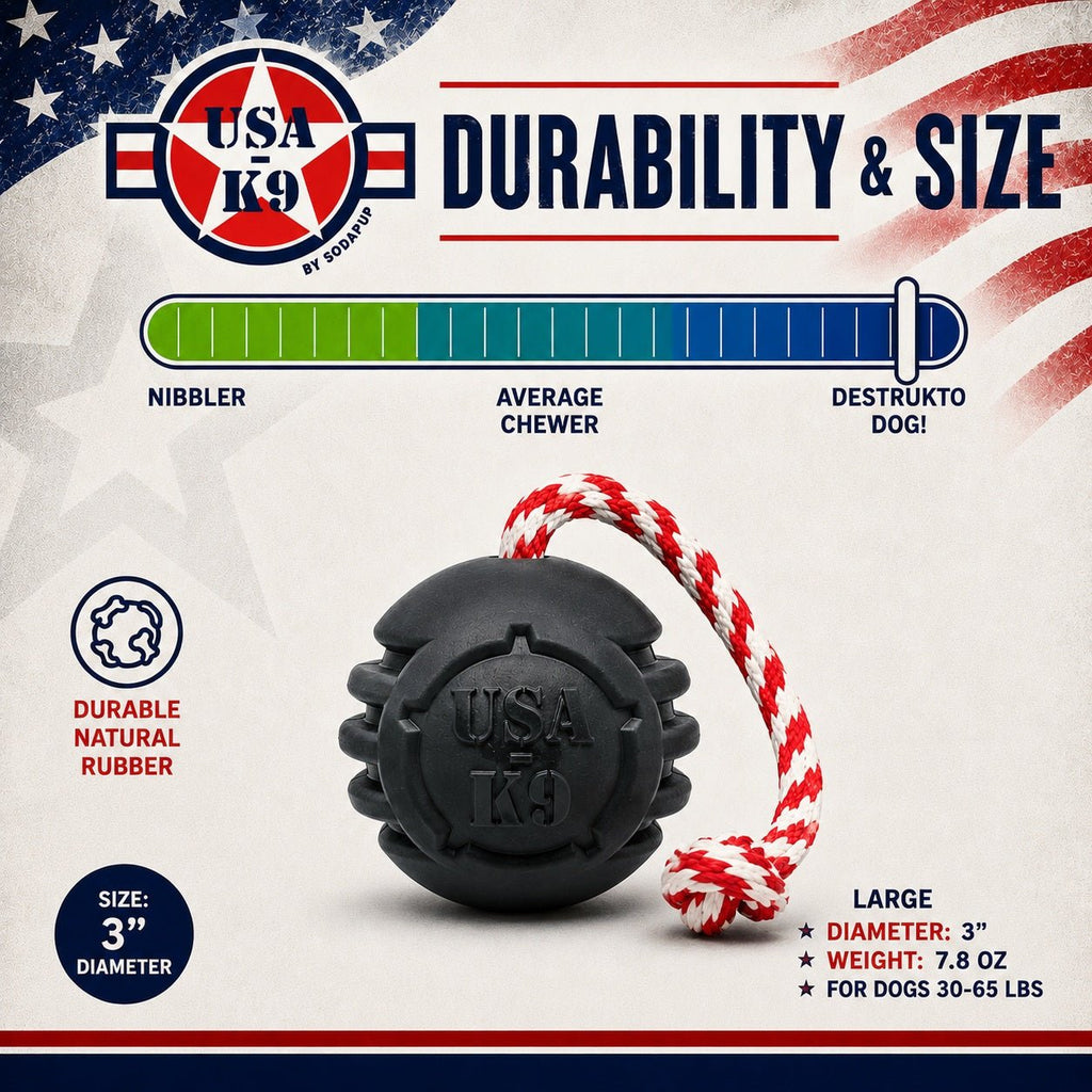 SodaPup USA-K9 Magnum Stars and Stripes Reward Ball - FurrowpetstoreToysSodaPup/True Dogs, LLC