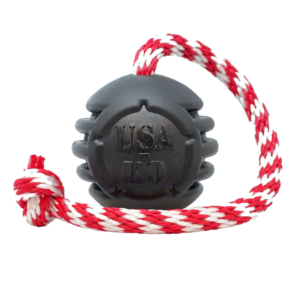 Black SodaPup USA-K9 Magnum stars and stripes rubber ball