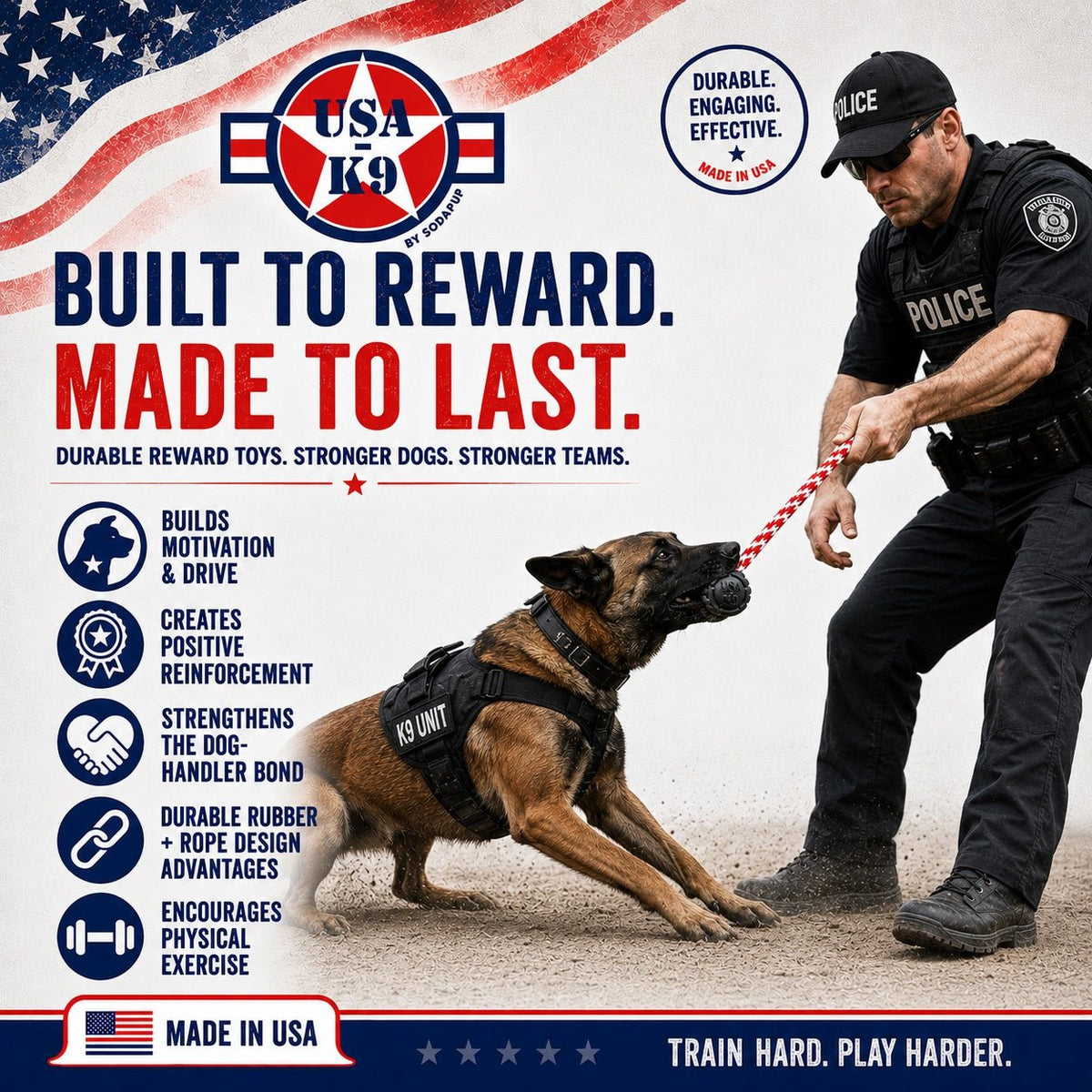 SodaPup USA-K9 Magnum Stars and Stripes Reward Ball - FurrowpetstoreToysSodaPup/True Dogs, LLC