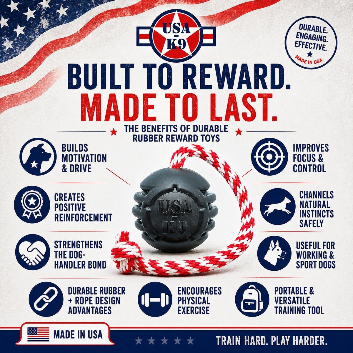 SodaPup USA-K9 Magnum Stars and Stripes Reward Ball - FurrowpetstoreToysSodaPup/True Dogs, LLC