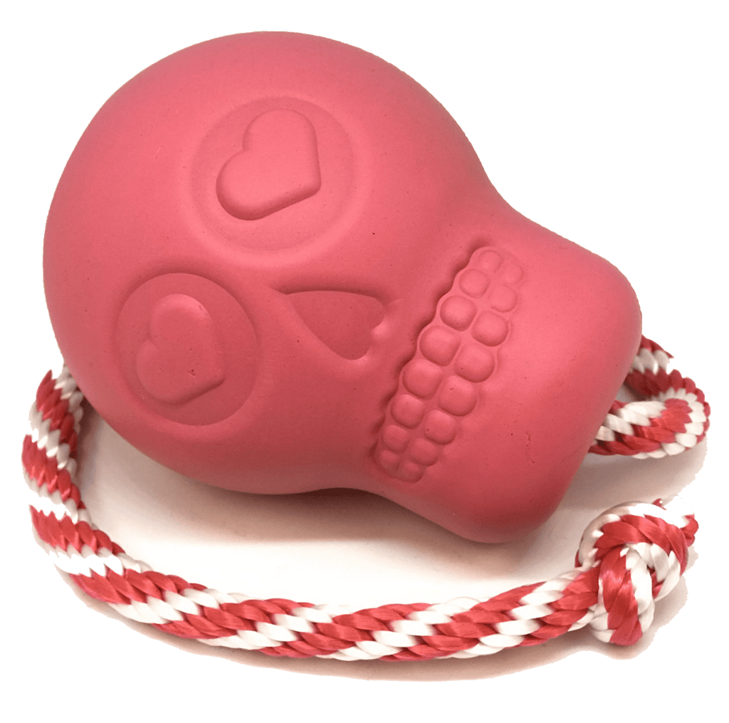 Pink SodaPup USA-K9 skull rubber reward toy