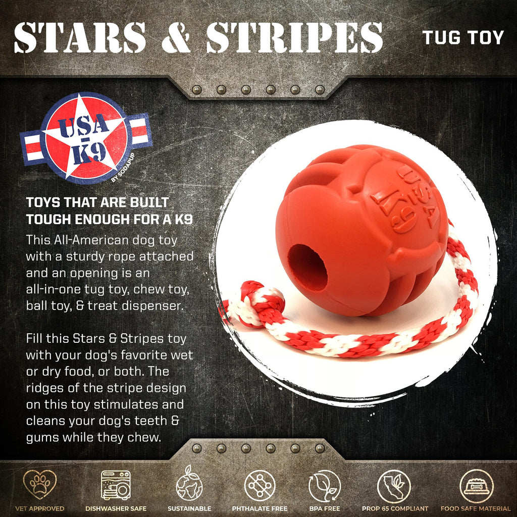 SodaPup USA-K9 Stars and Stripes Rubber Reward Ball - FurrowpetstoreToysSodaPup/True Dogs, LLC