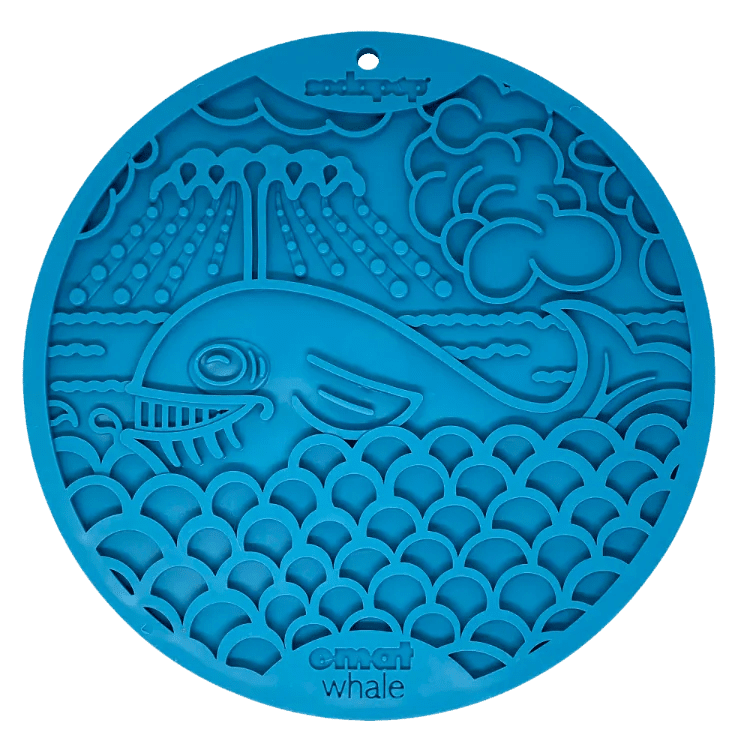 Blue SodaPup Whale eMat lick mat with suction cups