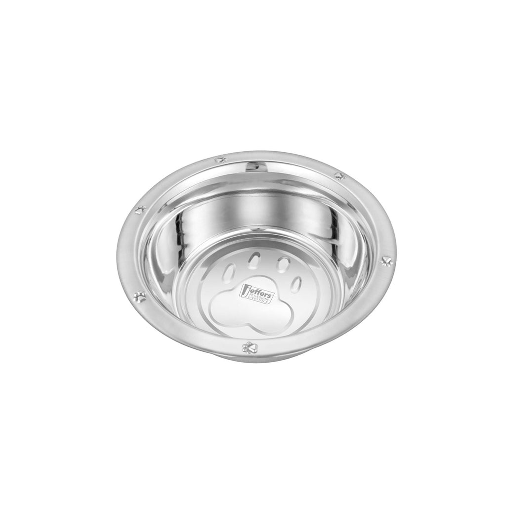 Jeffers Embossed Wide-Lip Stainless Steel Pet Bowl
